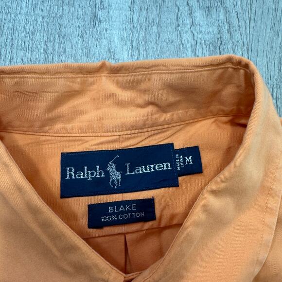 Vintage Polo Ralph Lauren Blake Button Down Shirt Men's Medium Orange Preppy 90s - Picture 4 of 7